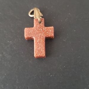 CUTE LITTLE GOLD STONE CROSS PENDANT